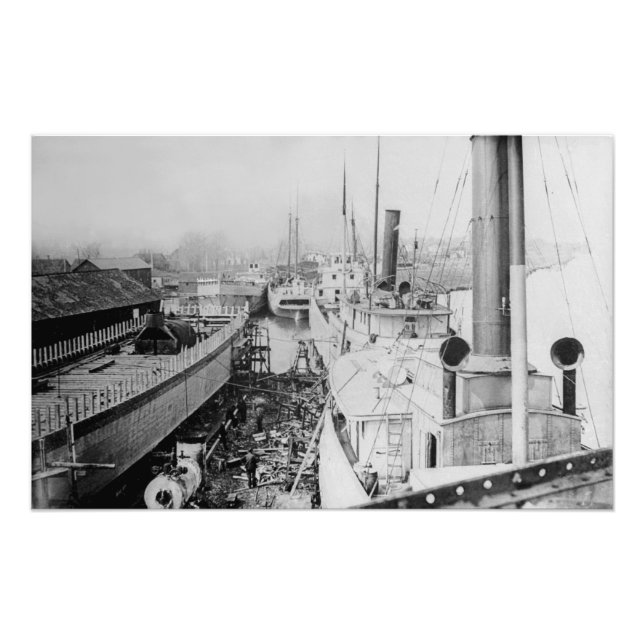 McLouth Shipyards at the Belle and St. Clair River Photo Print (Front)