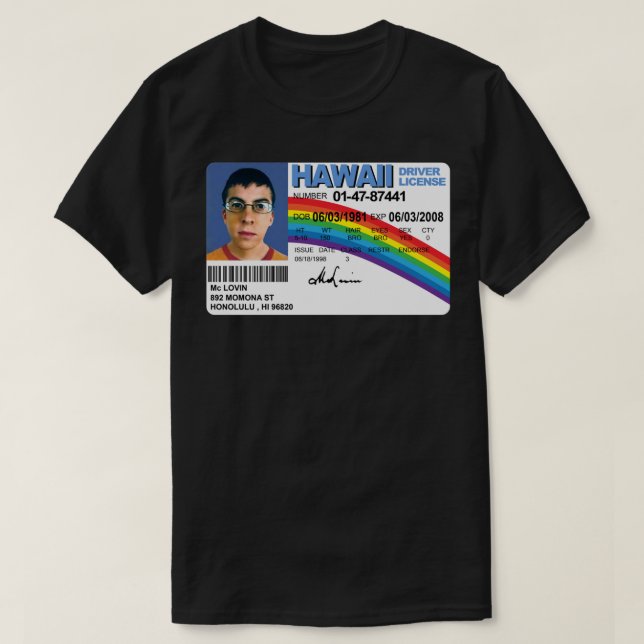 McLovin - High Quality Sticker T-Shirt (Design Front)