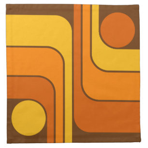 MCM 1970s Retro Style Geometric Design Cloth Napkin