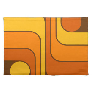 MCM 1970s Retro Style Geometric Design Cloth Placemat