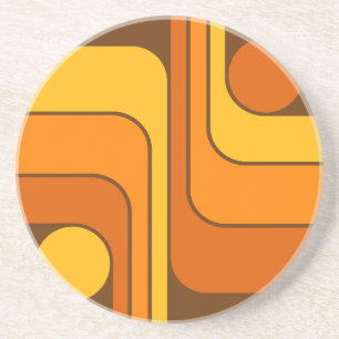 MCM 1970s Retro Style Geometric Design Coaster