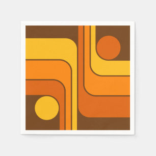 MCM 1970s Retro Style Geometric Design Napkins