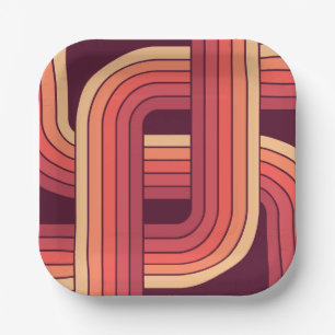 MCM 1970s Retro Style Geometric Design Paper Plates