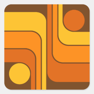 MCM 1970s Retro Style Geometric Design Square Sticker