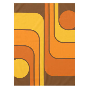 MCM 1970s Retro Style Geometric Design Tablecloth