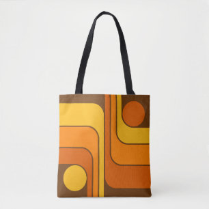 MCM 1970s Retro Style Geometric Design Tote Bag