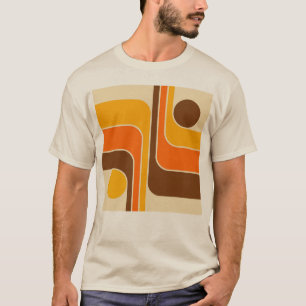 MCM 1970s Retro Style Geometric Striped Design T-Shirt