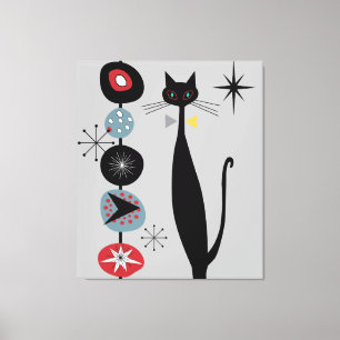 MCM Atomic Era Mid Century Modern Retro Cool Cat Canvas Print