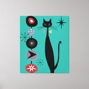 MCM Atomic Era Mid Century Modern Retro Cool Cat Canvas Print