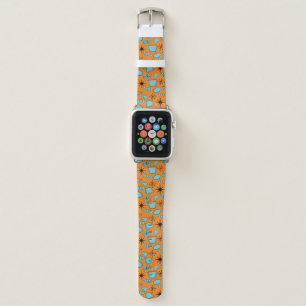 MCM Atomic Shapes Turquoise on Orange Apple Watch Band
