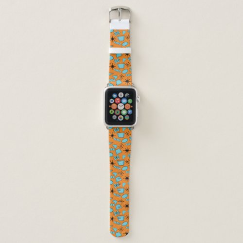 MCM Atomic Shapes Turquoise on Orange Apple Watch Band