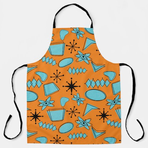 MCM Atomic Shapes Turquoise on Orange Apron