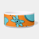 MCM Atomic Shapes Turquoise on Orange Bowl<br><div class="desc">Hand drawn mid century modern shapes and icons digitized to design seamless patterns</div>