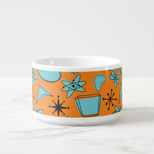 MCM Atomic Shapes Turquoise on Orange Bowl