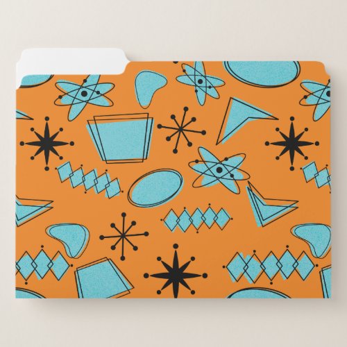 MCM Atomic Shapes Turquoise on Orange File Folder