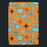 MCM Atomic Shapes Turquoise on Orange iPad Pro Cover<br><div class="desc">Hand drawn mid century modern shapes and icons digitized to design seamless patterns</div>