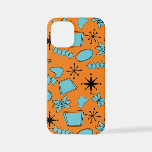 MCM Atomic Shapes Turquoise on Orange iPhone 12 Mini Case