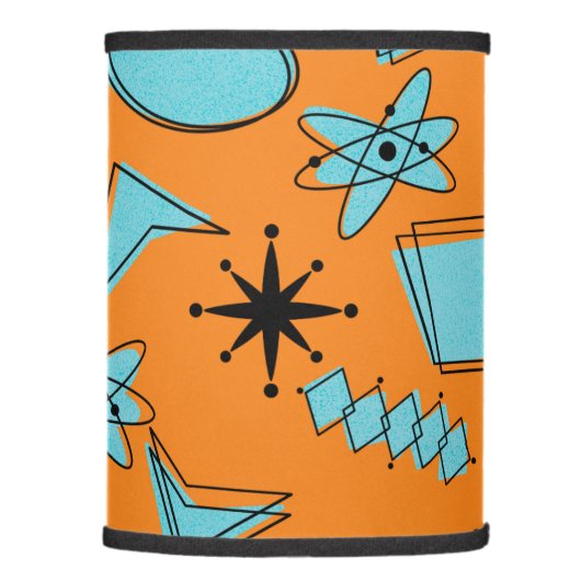 MCM Atomic Shapes Turquoise on Orange Lamp Shade (Right)