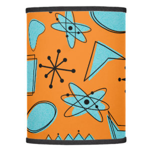 MCM Atomic Shapes Turquoise on Orange Lamp Shade