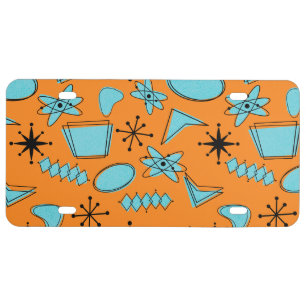 MCM Atomic Shapes Turquoise on Orange License Plate