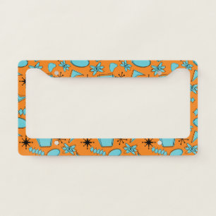 MCM Atomic Shapes Turquoise on Orange License Plate Frame