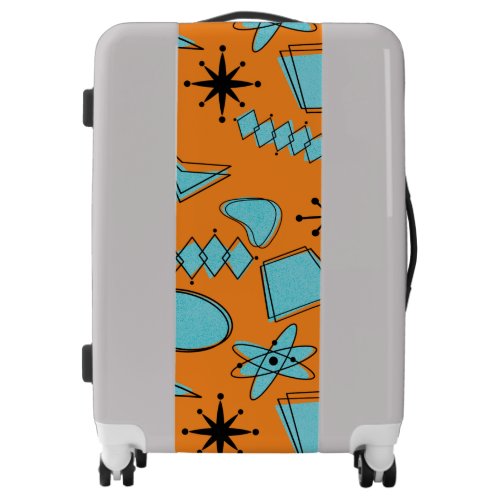 MCM Atomic Shapes Turquoise on Orange Luggage