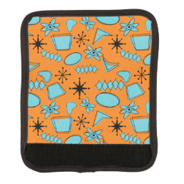 MCM Atomic Shapes Turquoise on Orange Luggage Handle Wrap