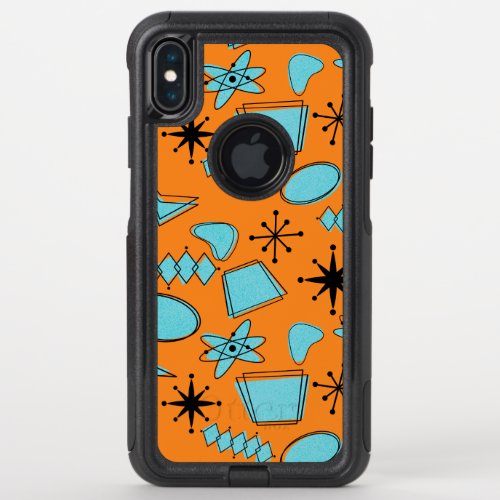 MCM Atomic Shapes Turquoise on Orange OtterBox Commuter iPhone XS Max Case