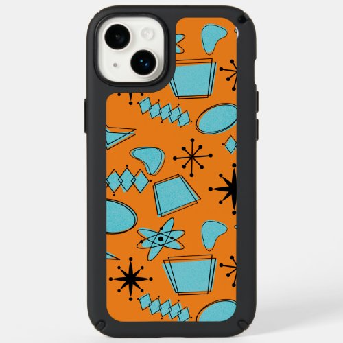 MCM Atomic Shapes Turquoise on Orange Speck iPhone 14 Plus Case