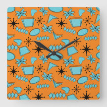 MCM Atomic Shapes Turquoise on Orange
