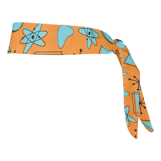 MCM Atomic Shapes Turquoise on Orange Tie Headband (Rotate 90)