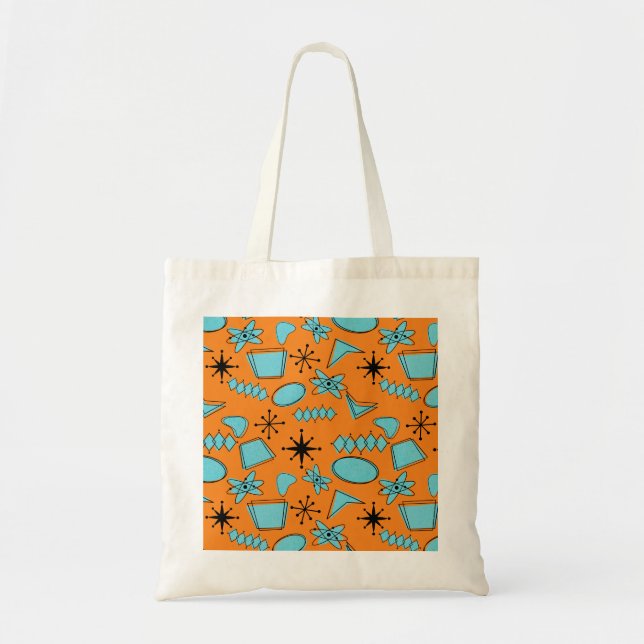 MCM Atomic Shapes Turquoise on Orange Tote Bag (Front)