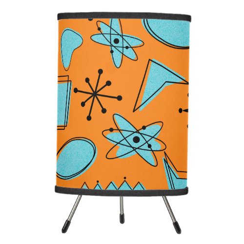 MCM Atomic Shapes Turquoise on Orange Tripod Lamp