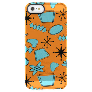 MCM Atomic Shapes Turquoise on Orange Clear iPhone SE/5/5s Case