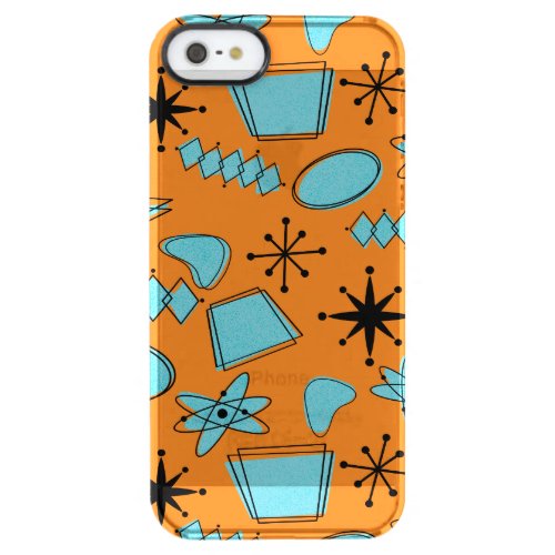 MCM Atomic Shapes Turquoise on Orange Clear iPhone SE55s Case