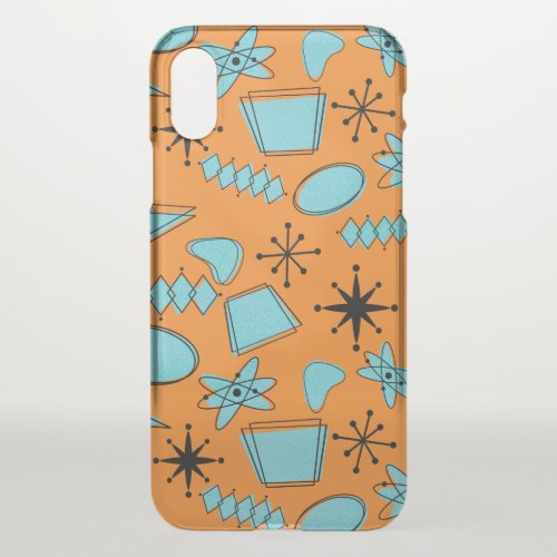 MCM Atomic Shapes Turquoise on Orange iPhone XS Case