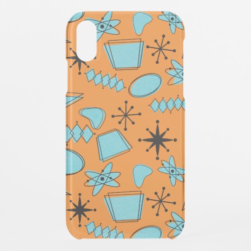 MCM Atomic Shapes Turquoise on Orange iPhone XR Case