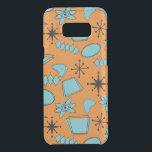 MCM Atomic Shapes Turquoise on Orange Uncommon Samsung Galaxy S8  Case<br><div class="desc">Hand drawn mid century modern shapes and icons digitized to design seamless patterns</div>