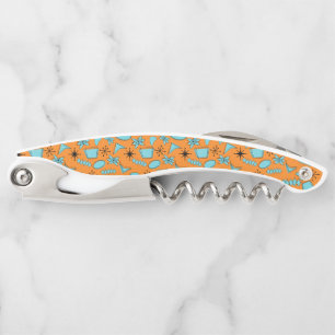 MCM Atomic Shapes Turquoise on Orange Waiter's Corkscrew