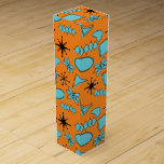MCM Atomic Shapes Turquoise on Orange Wine Box<br><div class="desc">Hand drawn mid century modern shapes and icons digitized to design seamless patterns</div>