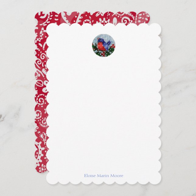 MCM Bird  paisley note card  (Front/Back)