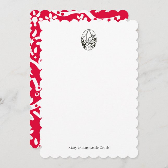 mcm Bunny with paisley note card (Front/Back)