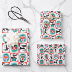 MCM Cats Christmas Gift Wrapping Paper