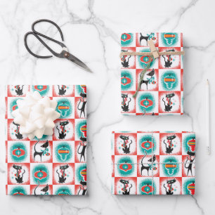 MCM Cats Christmas Gift Wrapping Paper