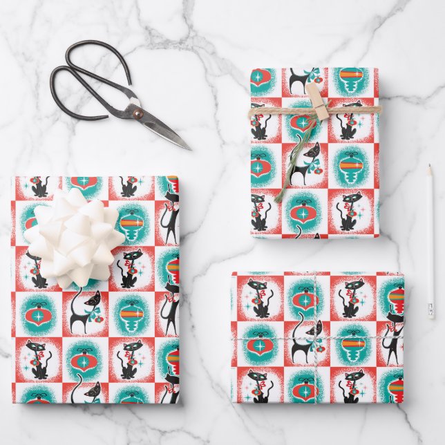 MCM Cats Christmas Gift Wrapping Paper (Front)