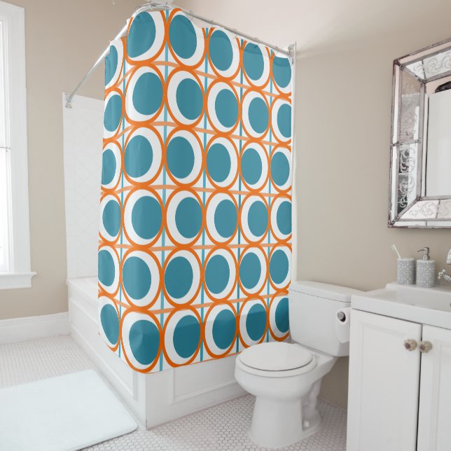 MCM Circles and Lines Shower Curtain (In Situ)