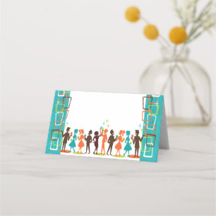 MCM Cocktail Wedding Party Food Cards Custom Photo
