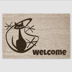 MCM Coir WELCOME MAT Atomic Black Cat Boomerang