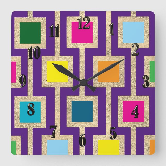 MCM Design Gold All Colors Changeable Square Wall Clock (Front)