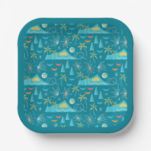 MCM Diamond Head Fireworks Party Paper Plates